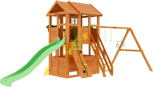 Детская деревянная площадка IgraGrad Fast Клубный домик 2 с трубой для дачи