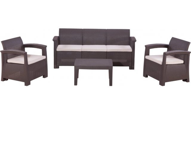 Комплект мебели RATTAN Comfort 5, венге, подушки бежевые