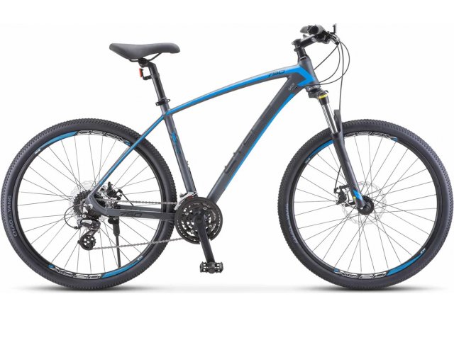 Велосипед Stels Navigator-750 MD 27.5” V010 рама 16” Антрацитовый/Синий рама 16” Антрацитовый/Синий”