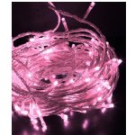 Светодиодная нить 20 метров, 200 led, динамика, цв. светло розовый, провод прозрачный cиликоновый