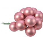 Гроздь стеклянных шаров на проволоке 25 мм розовый бархат матовый, 12 шт Kaemingk