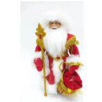 Дед Мороз в красной шубе и белой шапке 30 см