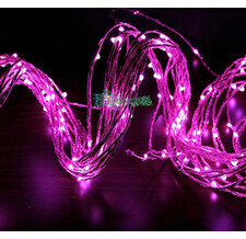 Гирлянда Branch light 1,5 метра, проволока+шнур, цв. розовый, провод прозрачный, проволока