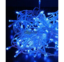 Светодиодная нить 20 метров, 200 led, динамика, цв. синий, провод прозрачный cиликоновый