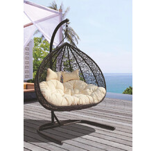 Кресло подвесное для двоих GEMINI Цвет подушки: бежевый / светло-коричневый