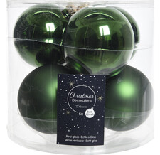 Набор стеклянных шаров 80 мм зеленый бархат mix, 6 шт Kaemingk 140402