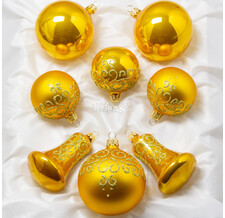 Набор елочных игрушек грация (шары, колокольчики) золотой
