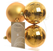 Набор пластиковых шаров Насыщенно Золотой 100 мм, 4 шт, mix Kaemingk