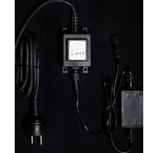Трансформатор 20W с Выпрямителем для Нитей 24В, до 400 LED, Провод Черный Каучук, IP65