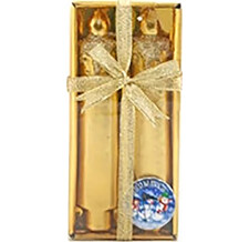 Свечи блестящие со свечками 15см 2шт в подарочной коробке, цв. gold