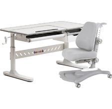 Комплект стол-трансформер FunDesk Fiore grey + эргономичное кресло FunDesk Sorridi Grey
